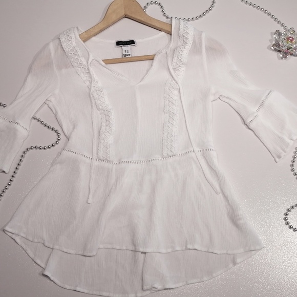 ANOTHER STORY Boho Bell Sleeve Tunic White - Picture 1 of 5